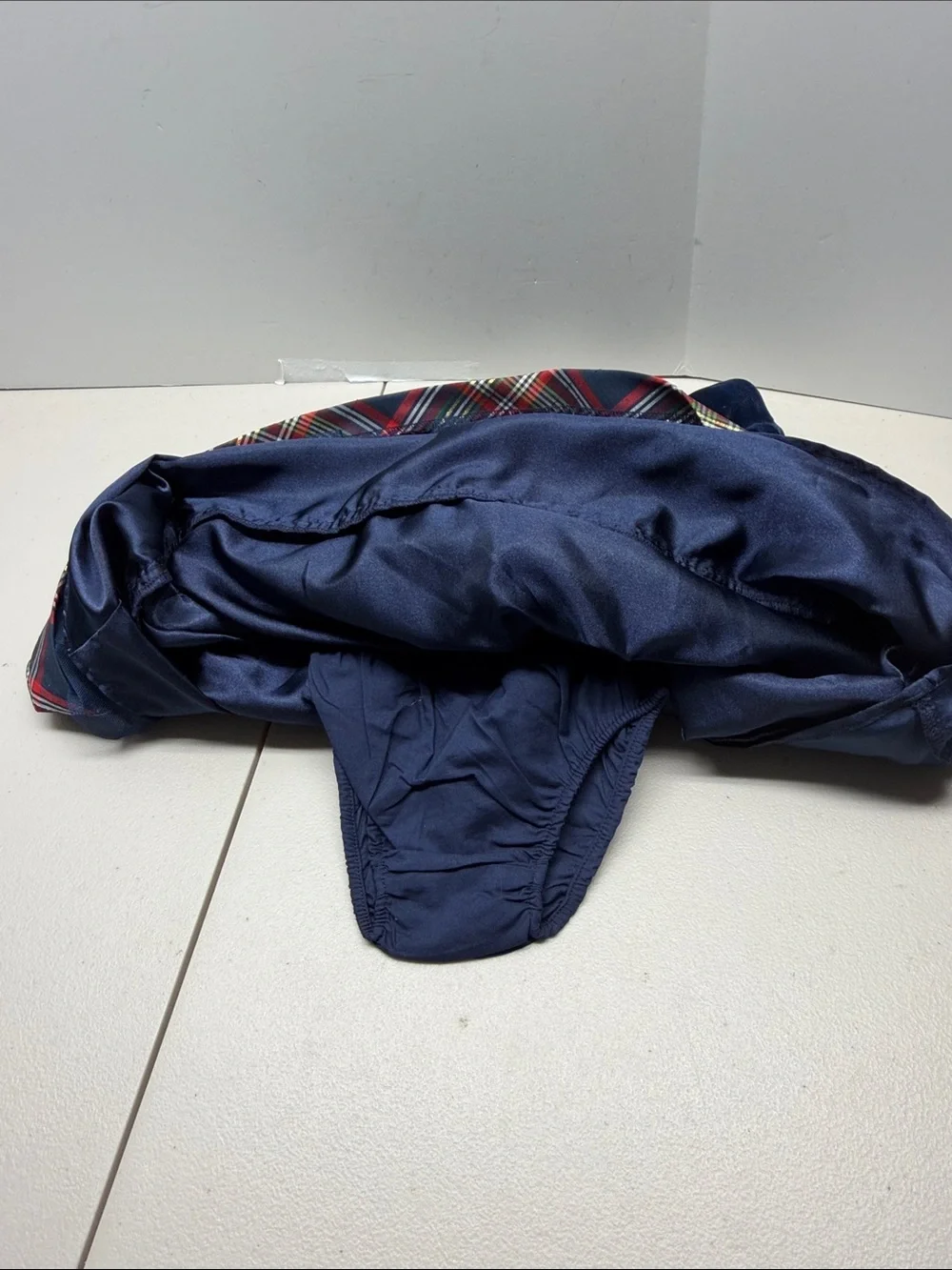 Gymboree Navy Velvet Top Red Plaid Skirt Holiday Dress. NWOT, size 18-24M
